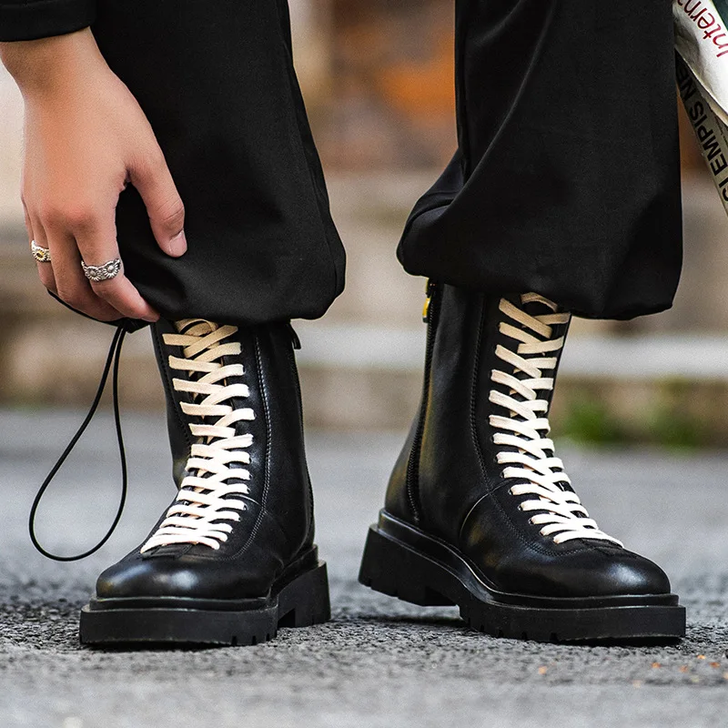 

Men Leather Boots New Men Leather Riding Boots Fashion Men Leather Boots Men Boots Straps Men Leather Black Boots Boots Men