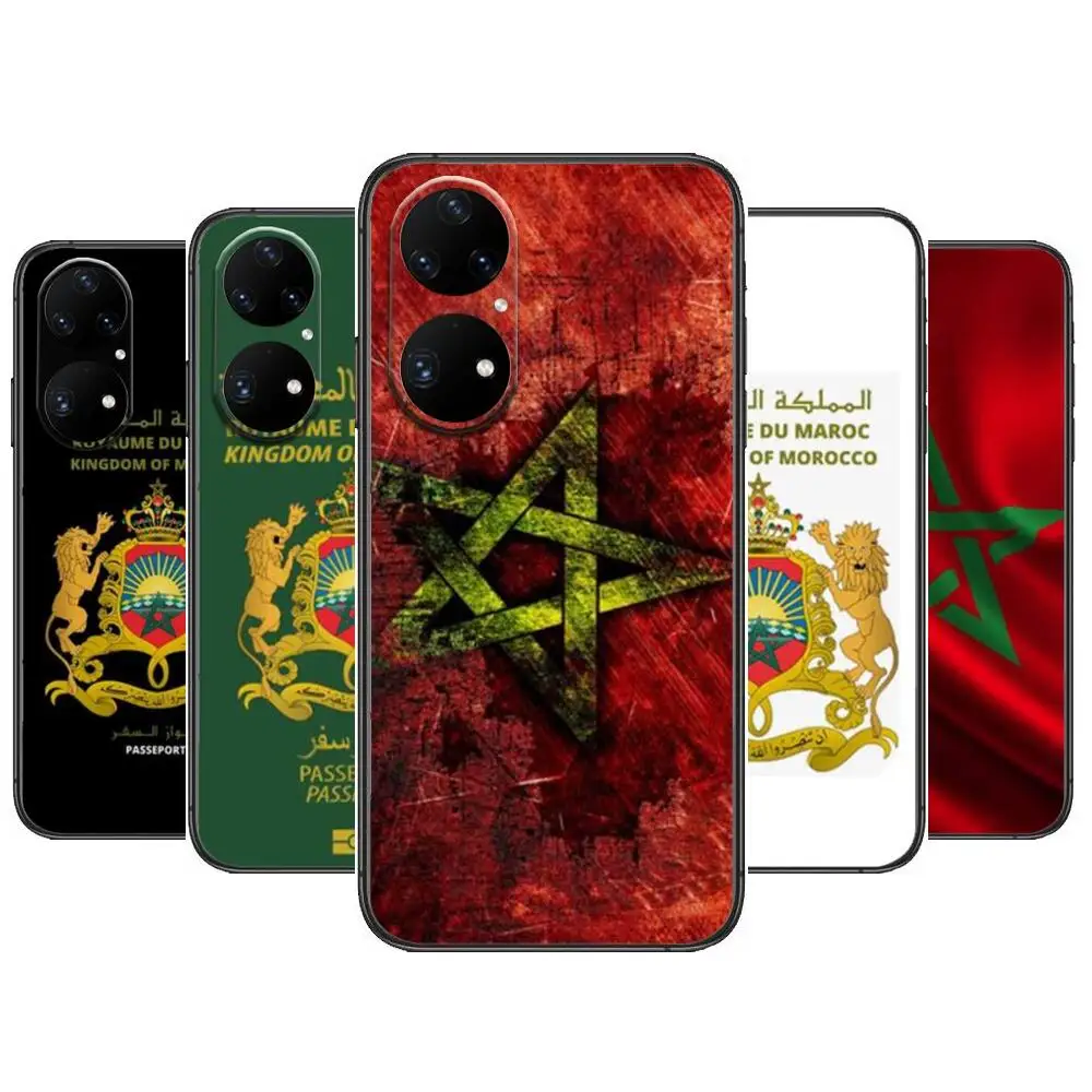 Чехол с флагом Марокко для телефона Huawei p50 P40 p30 P20 10 9 8 Lite E Pro Plus черный чехол