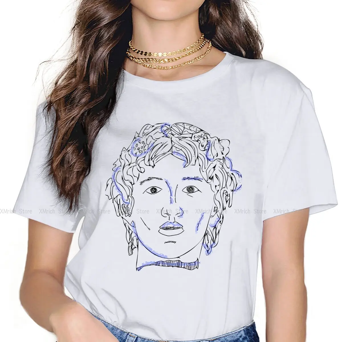 

Funny Bacchus in Blue T-Shirts for Women O Neck 100% Cotton TShirt Roman Mythology Janus Vesta Archaic Triad Saturn Tee Shirt