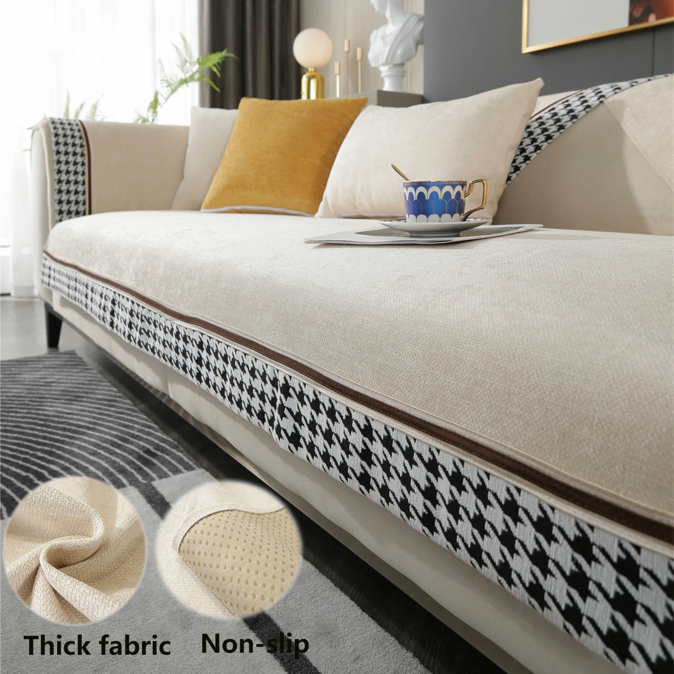

Winter Thickened Sofa Cushion Wear-resistant Sofa Cover Chenille Jacquard Armrest Cushion Living Room Non-slip Protective Cover
