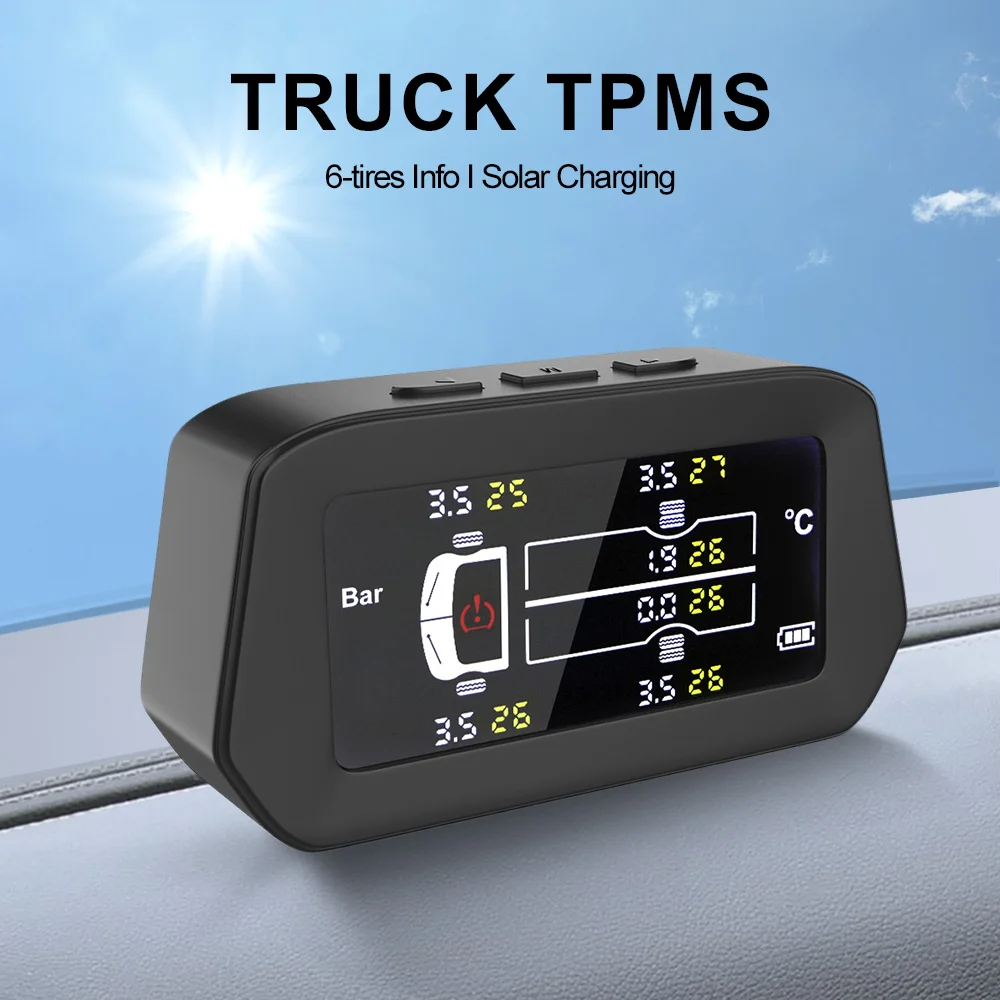 

Light Truck 6 Tires Freight Car Security Alarm Systems Digital LCD Display Car TPMS Tyre Pressure Monitoring System