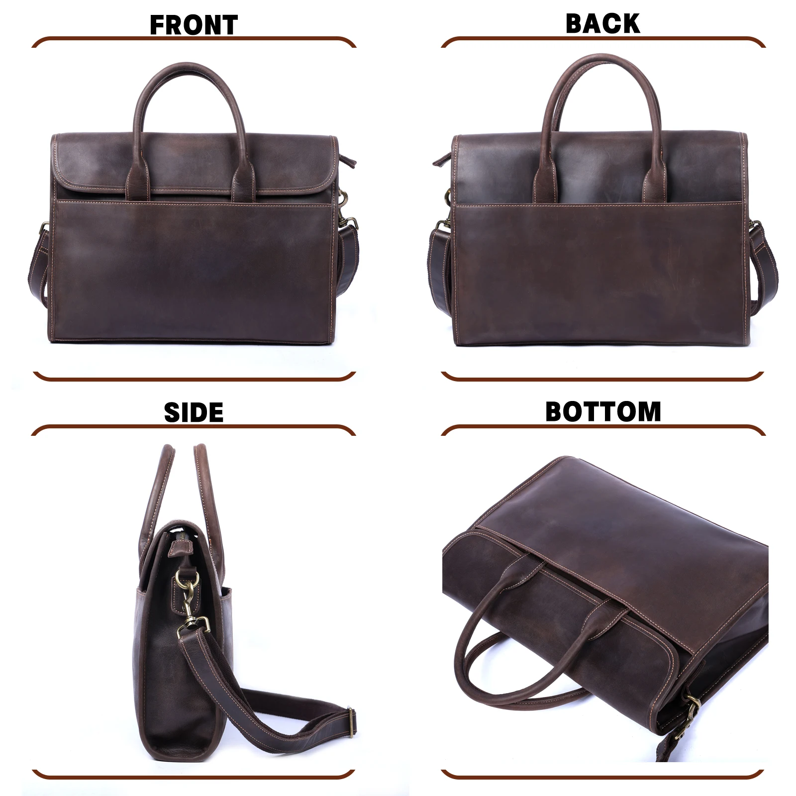 Мужской винтажный портфель из натуральной кожи