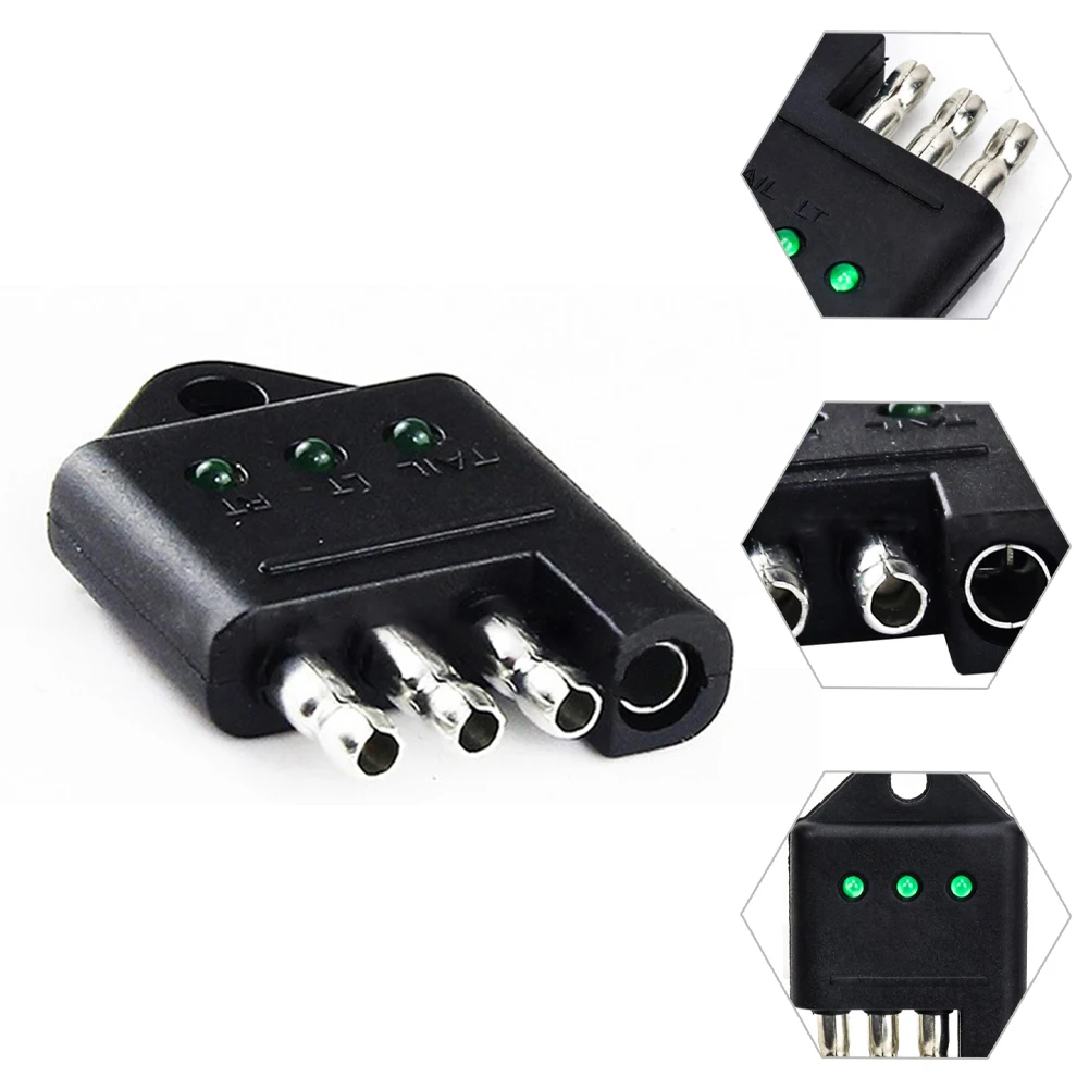

1pc 4 Way Flat Trailer Wiring Tester Light Brake Tail Turn Signal Trouble Shooter 4-core Signal Tester For RV Trailer Yacht