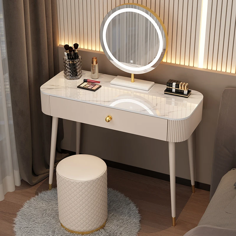 

Стол для туалетного столика, простой зеркальный табурет с лампой, ящик для хранения, туалетный столик для спальни, простой современный стол, деревянная мебель HY