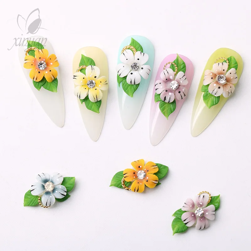 

5pcs Luxury Pearl Resin Flower Nail Art Charms 3D Mulri Acrylic Fairy Design Nail Decorations DIY Exquisite Manicure Accessories