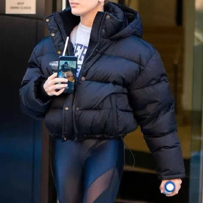 

Winter Parka Coat Women's Jacket Thick Warm Women Fashion Black Coats Women Elegant Zipper Hooded Puffer Bomber Jackets