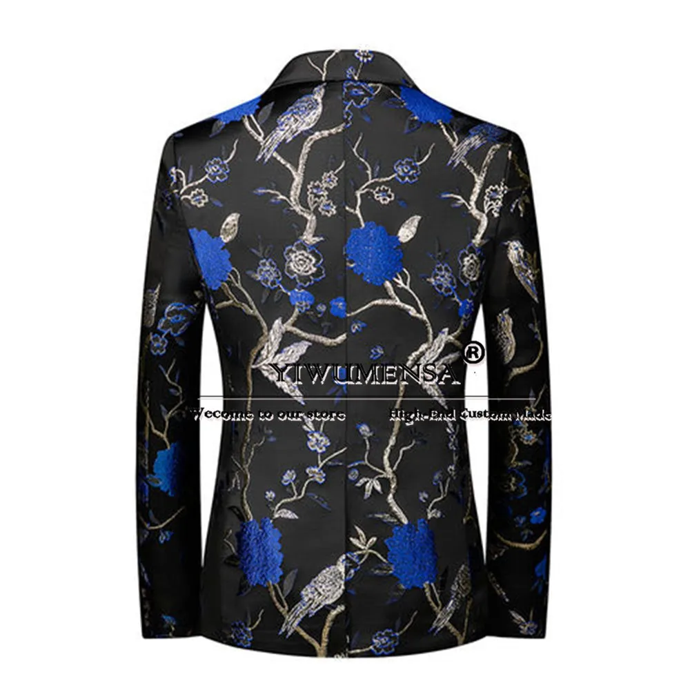 Классические жаккардовые костюмы для мужчин на свадьбу Однобортный блейзер