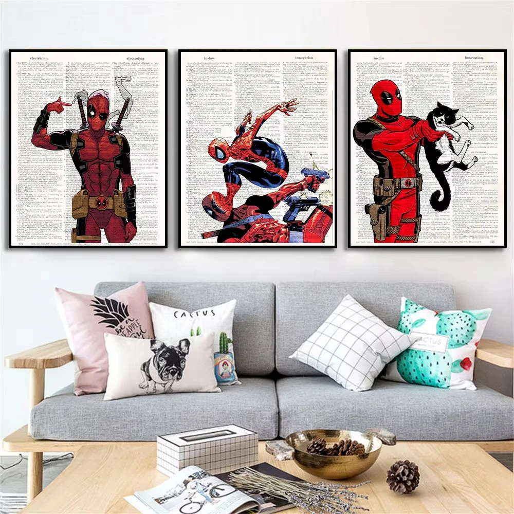 Marvel Человек-Паук Халк Черная Пантера Супергерой Комикс Фон Холст Картина Печать