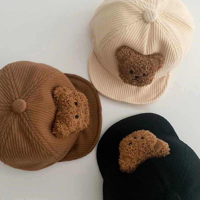 Cute Bear Baby Beanie Hat Summer Soft Warm Infant Toddler Knitted Hat Newborn Caps Children Kids Fisherman Hat Bonnet 1-2Year