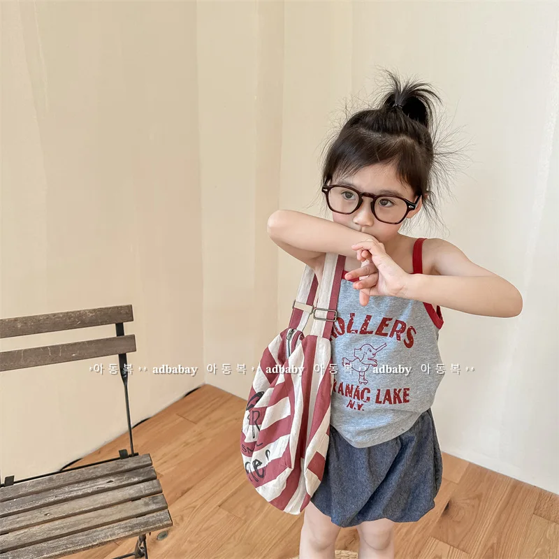 

2023 Children Clothes Summer New Kids Infant Baby Girls Casual Vest Bottoming Tops Cartoon Print Sleeveless Cotton Sling Shirt