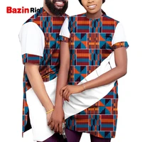 african dashiki couples matching dresses short sleeve shirt for men and women ankara printed patchwork garment plus size clothin