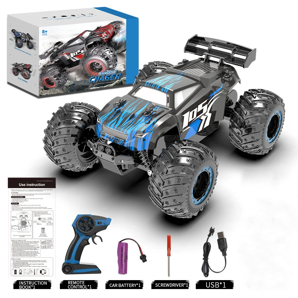 RC Cars 1:18 Scale Remote Control Car Drift 2WD 2.4G Off Road High Speed 15 Km/h Truck LED Headlight Xmas Gifts for Boys Adults