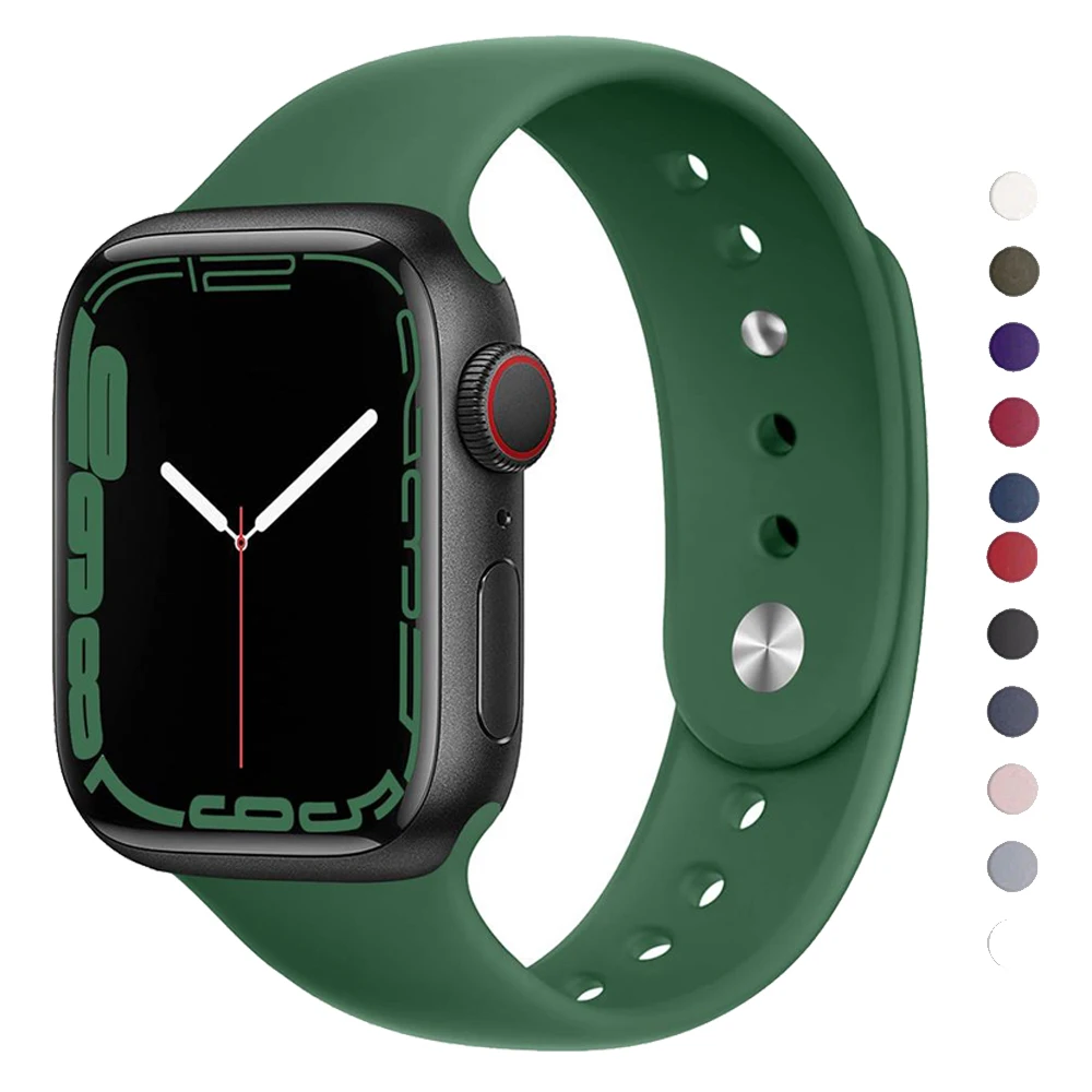 

Ремешок силиконовый для Apple Watch Band 44 мм 40 мм 45 мм 41 мм 42 мм 38 мм 45 мм, аксессуары для часов IWatch Series 6 5 4 3 SE 7