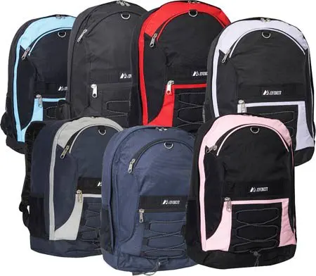 Unisex Two-Tone Backpack with Mesh Pockets, Red Black