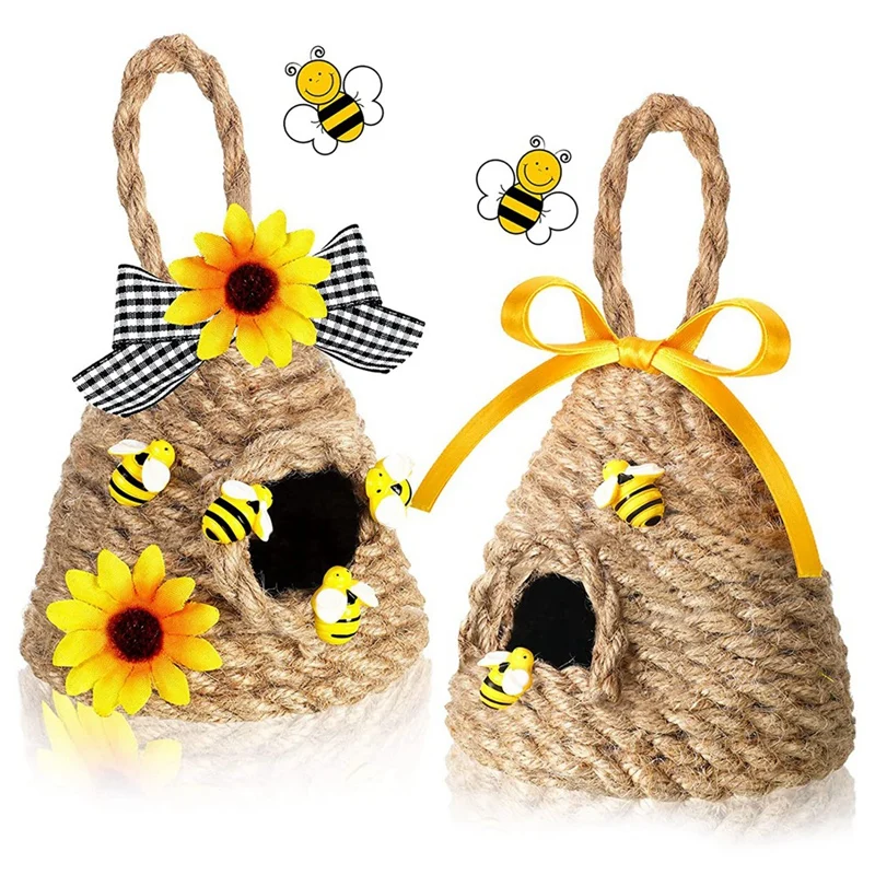 

2 шт. мини-улей, Фермерский домик, пчела, искусственный кофейный столик, Декор, Весенняя Подсолнечная полка