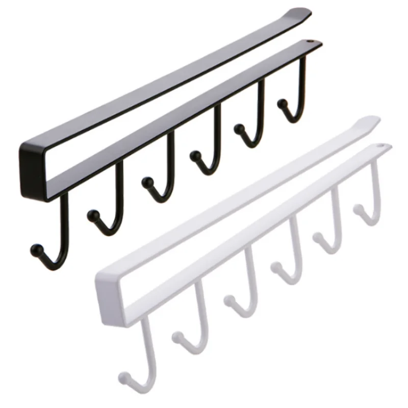 

Kitchen Accessories Shelf Storage Hooks Clothes Hanging Rack Wardrobe Kitchen Organizer Cup Holder Glass Mug Holder 6 Hooks