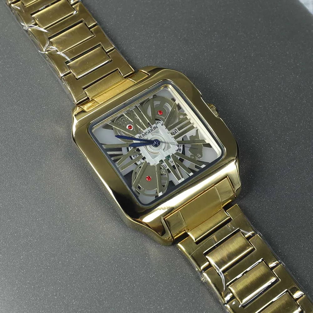 

Часы наручные мужские кварцевые с фирменным логотипом, золотистые, стальные, ААА