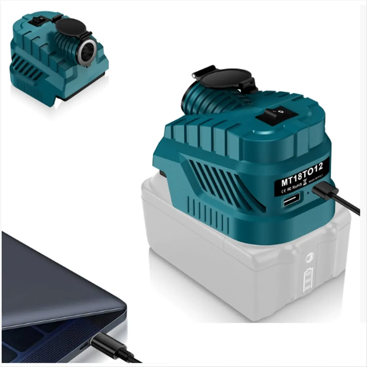 

Понижающий преобразователь постоянного тока 12 В, регулятор, порт прикуривателя для батареи 18 В/20 В с USB и адаптером для батареи типа C «сделай сам» [2026 MOCC]