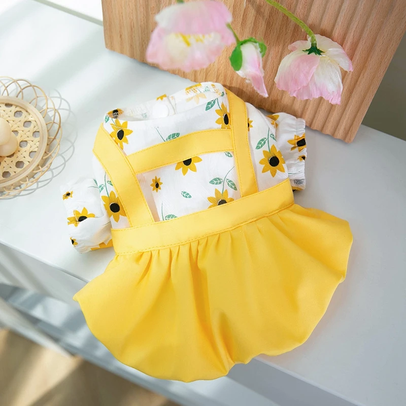 

Spring Summer New Pet Dog Dress Floral Suspender Woven Fabric Skirt Thin Breathable Small And Medium Puppy Cat Clothes XS~XXL