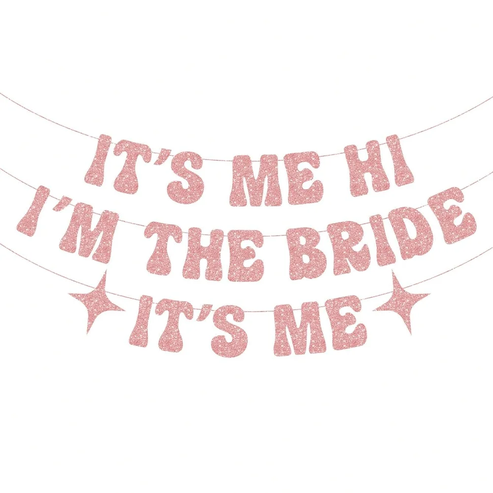 

It's Me Hi I'm The Bride It's Me Banner Радужный ярко-розовый розовый золотой баннер для невесты с блестками Taylor Theme Декор для девичника