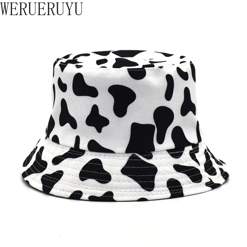 

New Fishing Cap Black White Cow Print Panda Zebra Pattern Bucket Hats Fisherman Caps for Women Summer Double Side Fisherman Hat