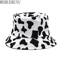 new fishing cap black white cow print panda zebra pattern bucket hats fisherman caps for women summer double side fisherman hat