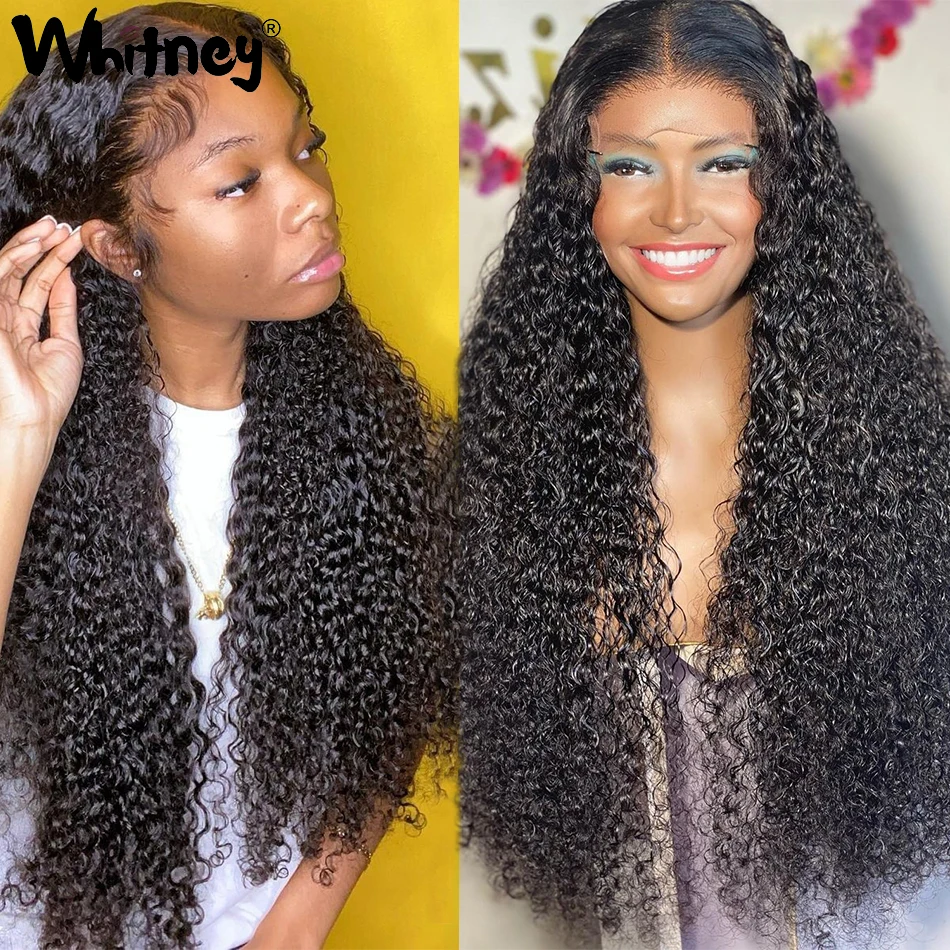 Water Wave Lace Closure Wig Malaysia Hair Deep Curly Lace Front Wigs For Women 180% Curly Wave HD Lace T-Part Wig Long Lace Wigs