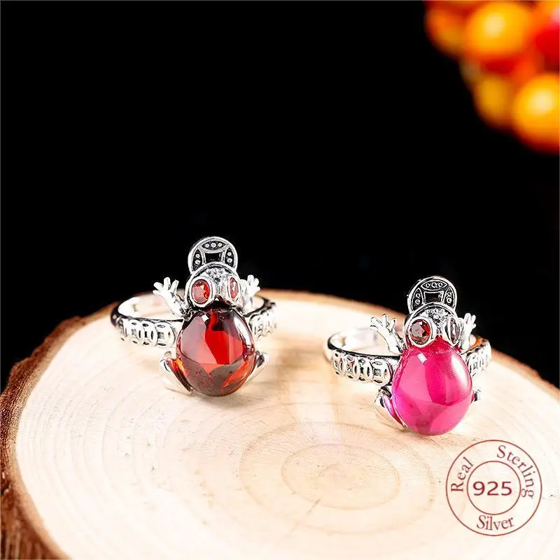 Amxiu винтажное Открытое кольцо с красным гранатом