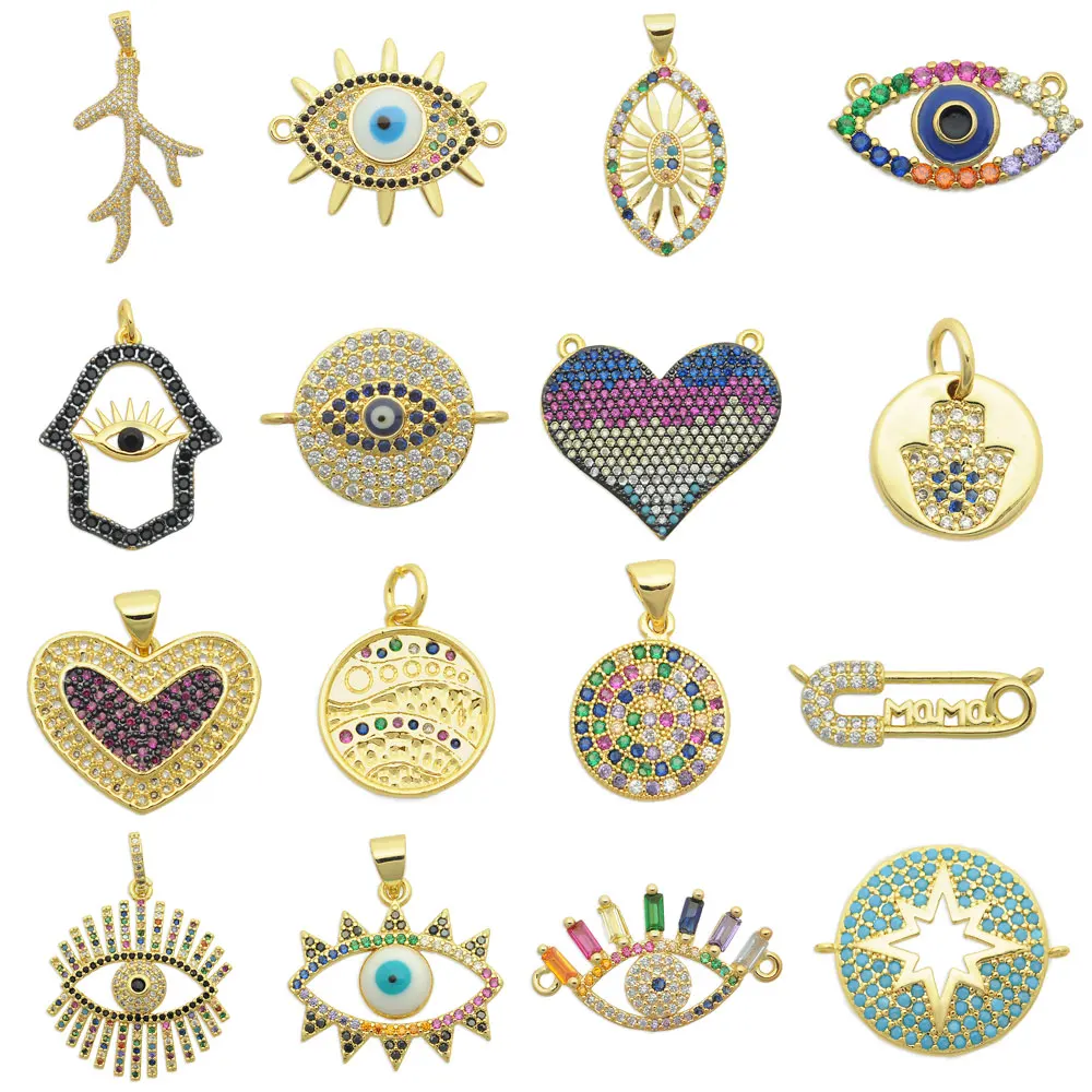 316 латунь медь циркон зло фотоподвеска коннектор оптовая продажа радуга CZ Орл