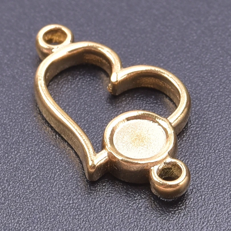 3pcs/Lot Stainless Steel Charms For Earrings Making Supplies Metal Jewelry Heart Shape Hollow Pendants Double Hole Accessories