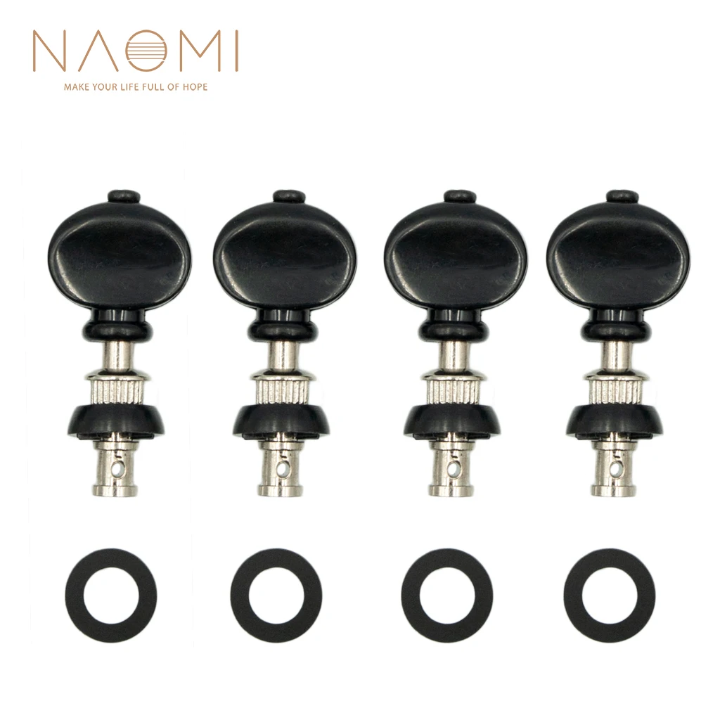 

NAOMI 4Pcs Black Steel Ukulele Strings Tuning Pegs Pin Machines Tuners Set