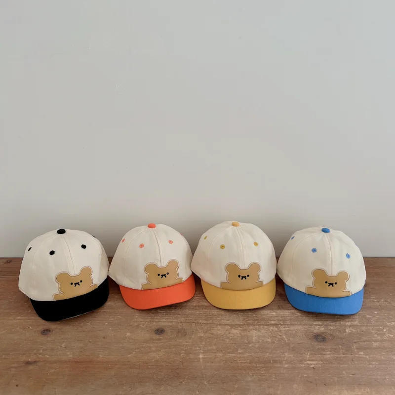 

Cute Baby Boy Baseball Cap Lovely Cartoon Bear Peak Cap for Kids Boy Girl Spring Summer Thin Cap for 5-24 Month Baby Outdoor