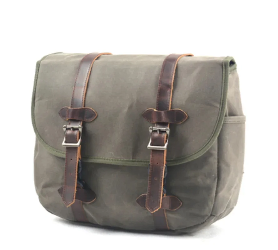 

Винтажная мотоциклетная сумка, Холщовый саквояж для езды на мотоцикле и велосипеде на открытом воздухе, с воском, окрашенный тканевый боковой мешок