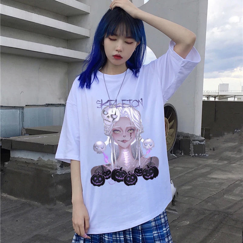 

Summer Gothic Harajuku Clothes For Women T Shirt Japanese Fashion E Girl Print Loose Short Sleeved Graphi T-Shirt Tees Women