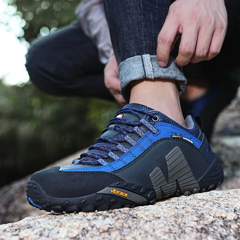 Genuine Leather Mens Hiking Shoes Outdoor Trail Trekking Sneakers Men Mountain Boots Tactical Sneakers Men Climbing Sports Shoes