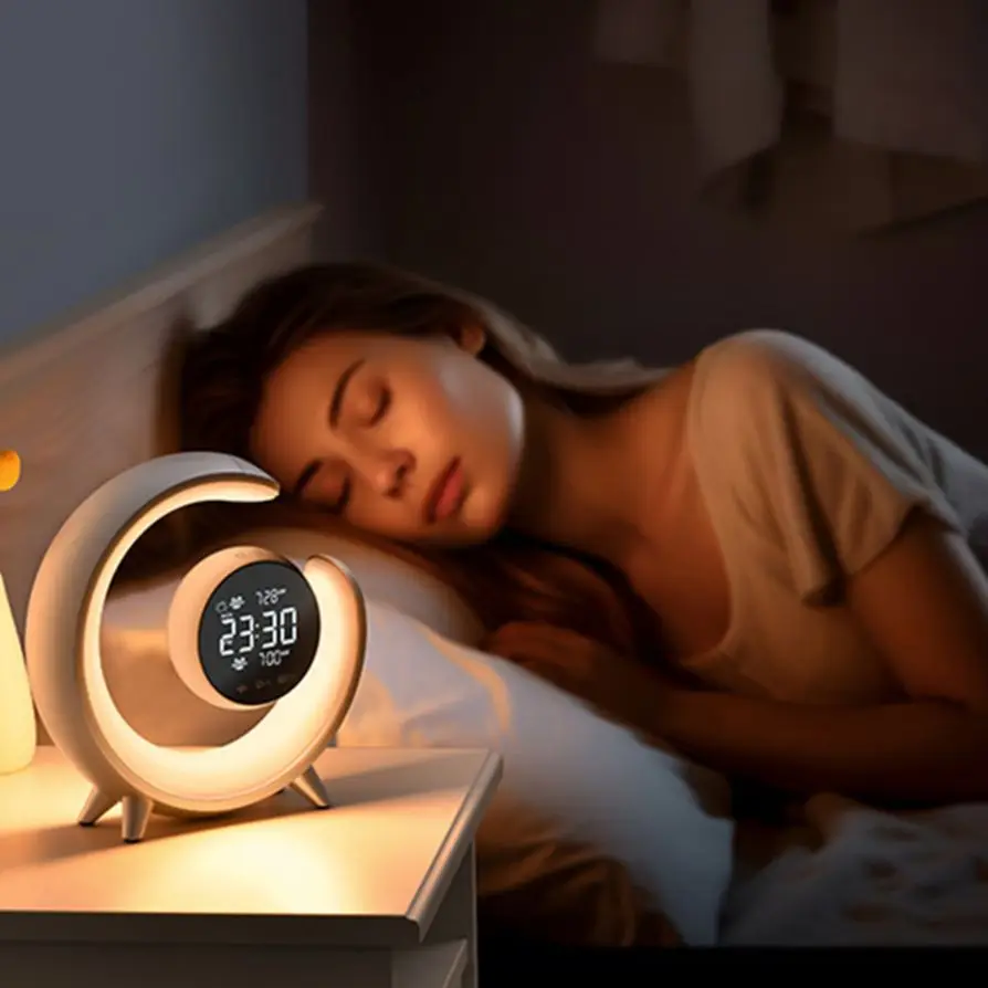 

Двойной будильник, прикроватная лампа с белым шумом, прочные стильные легкие часы, декор для домашней комнаты, ночник