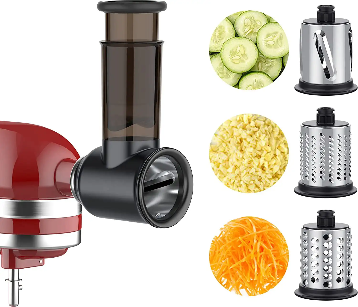 

Slicer Shredder Attachment for KitchenAid Stand Mixer, with 3 Blades(Black)