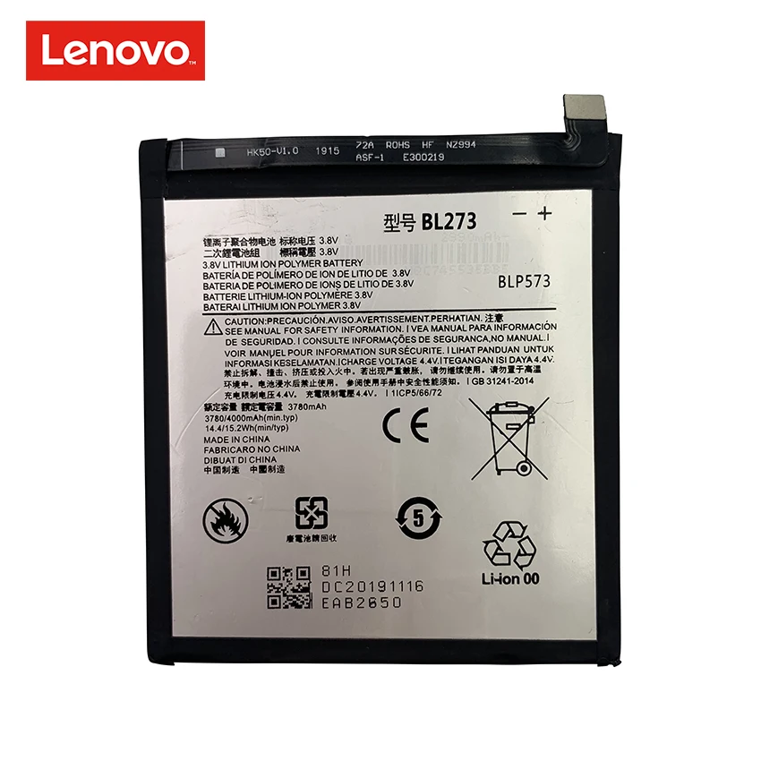

100% Original 4000mAh BL273 Battery For Lenovo K6 Note K53a48 K8 Plus XT1902-2 Replacement Phone Batteries Bateria
