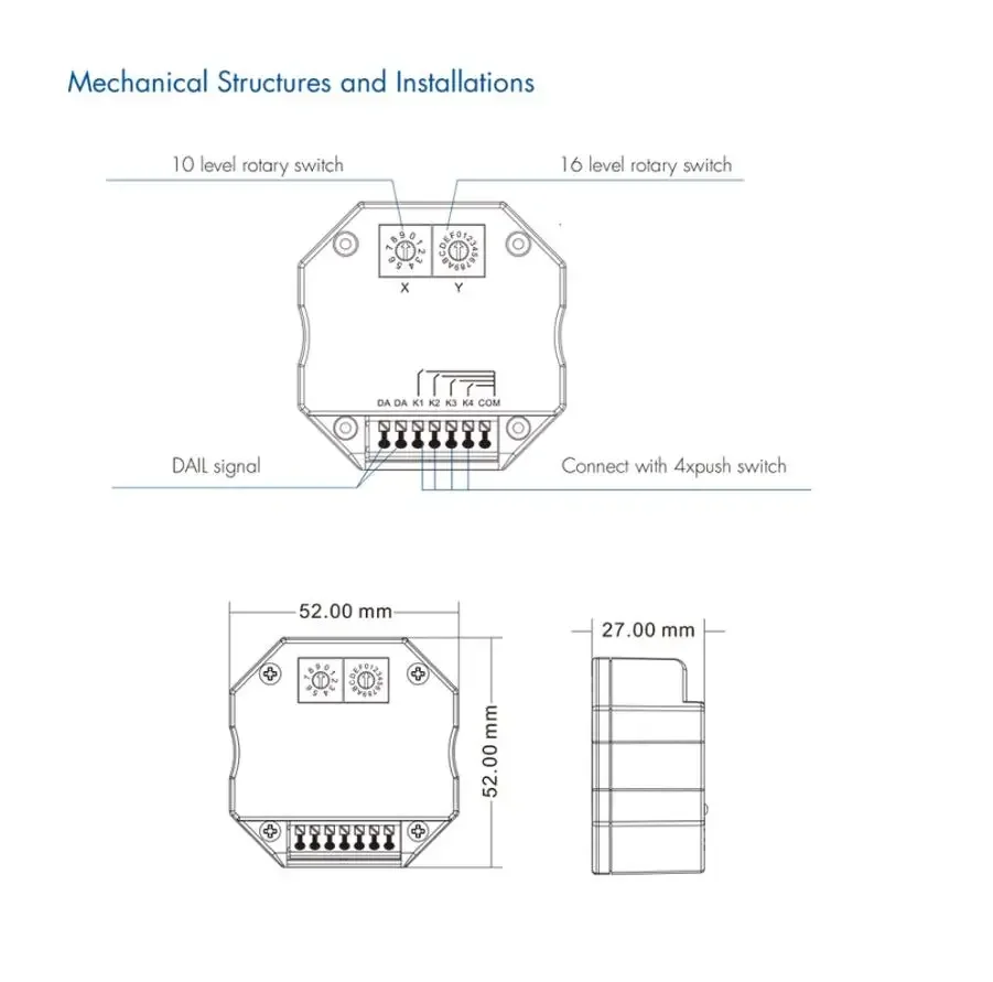4-кнопочный DALI Dimmerl Master Control 4 адреса Поддержка сцены группы единоастов и режима
