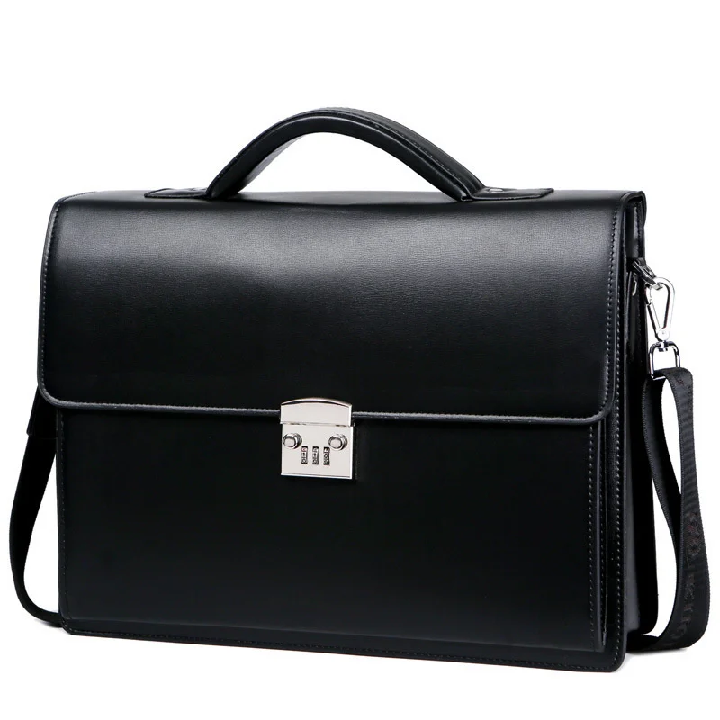 

Computer Men Handbags Bag Package Briefcase Leather Diagonal Lock Luxury Bring Genuine Password Laptop New Maleta Messenger Male