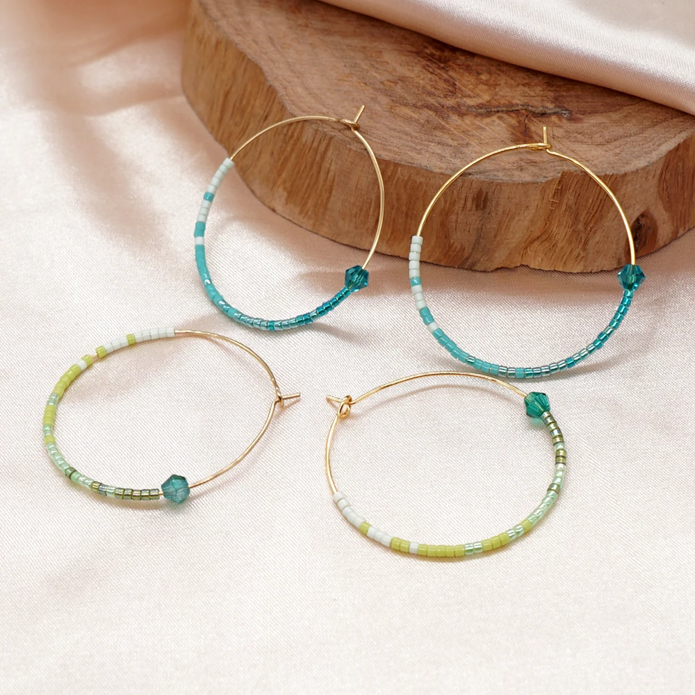 Go2Boho Изящные серьги-кольца модные ювелирные изделия Miyuki из бисера серьги для