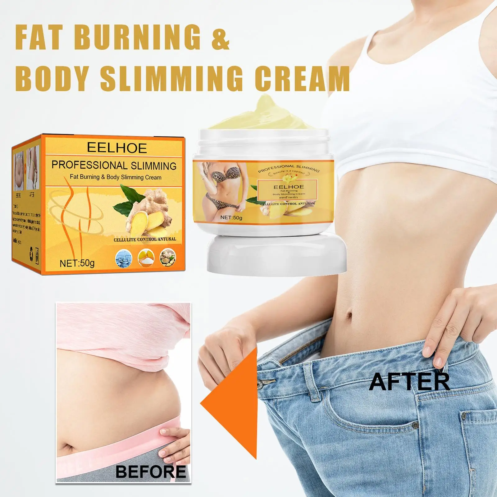 Ginger Fat Burning Cream Fat Loss Slimming Slimming Body Sculpting Fat Reduction Cream Massage Cream Lose Weight Product