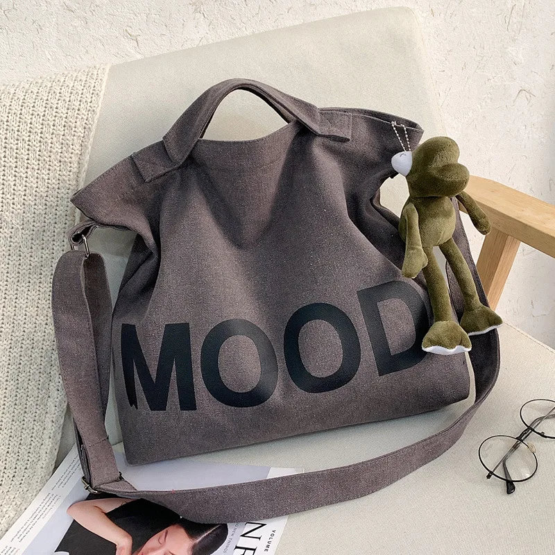 

Ins Fashion Letter Printing Canvas Crossbady Bag Casual Literary Large Capacity Tote Bags Student Class Shoulder Messenger Bags