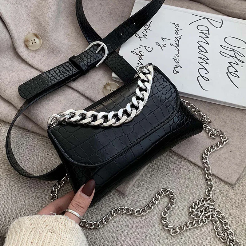 

Поясная Сумка для женщин, модная забавная бананка на цепочке, брендовая нагрудная Сумочка, Крокодиловая кросс-боди для телефона