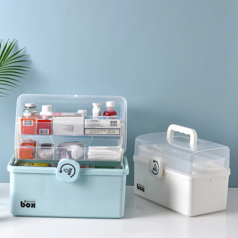 

Plastic Storage Box Medical Box Organizer Multi-Functional Portable Medicine Cabinet Family Emergency Kit Box Dropship