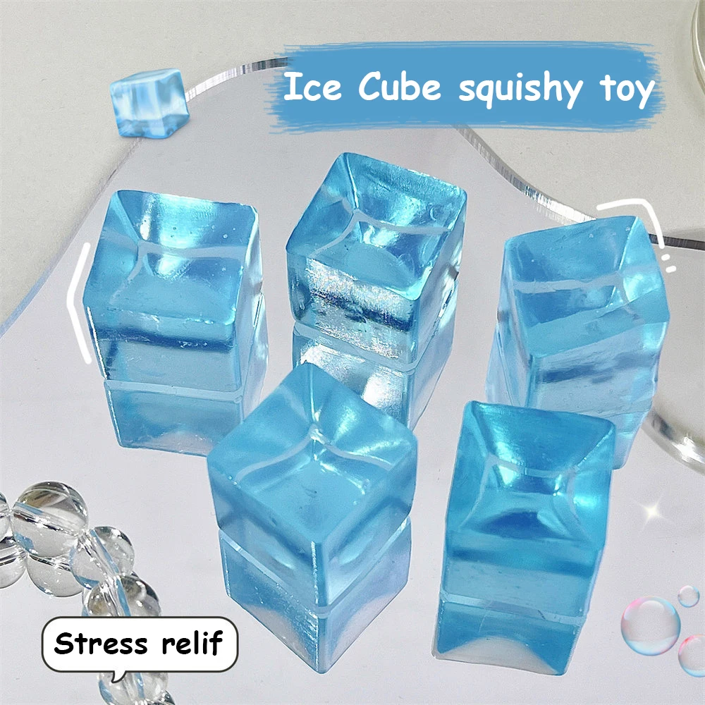 

New Ice Cube Fidget Toy Mini Squishy Toy Mochi Stress Ball Toy Kawaii Transparent Cube Cat Paw fish Stress Relief Squeeze Toy