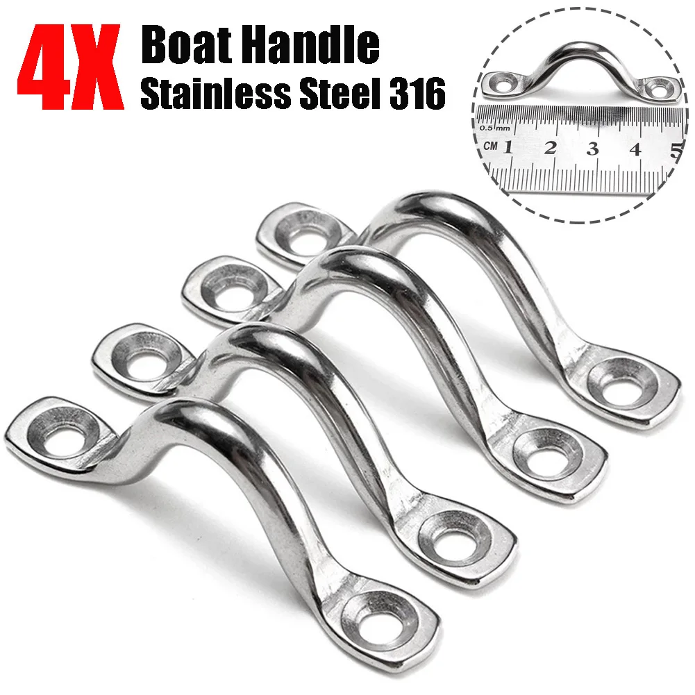 

4Pcs 5mm Wire Eye Strap 316 Stainless Steel M5 Yacht Bow Pull U-shaped Saddle Puller Boat Marine Tie Down Fender Hook Canopy