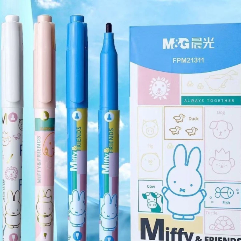 Фото Новый двусторонний маркер Miffy Kawaii для рисования и скетчинга, черный, для тонких линий и детализации, несмываемый, быстросохнущий №1