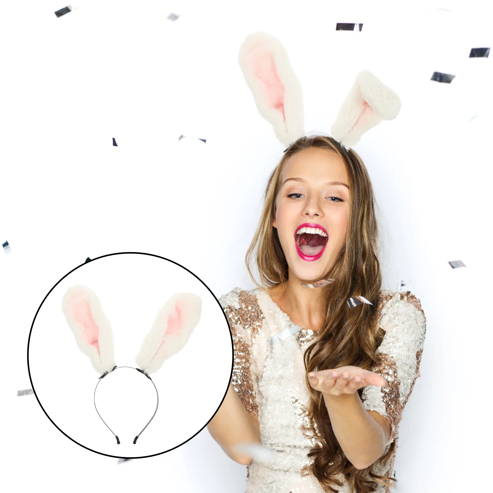 

Rabbit Ears Hair Clasp Lovely Plush Headband Party Dressup Headband