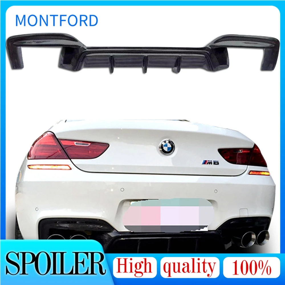 

For BMW F06 F12 F13 M6 6-Series Sport 2012-2016 Carbon Fiber Rear Diffuser Bumper Spoiler Guard Protector Skid Plate Bumper
